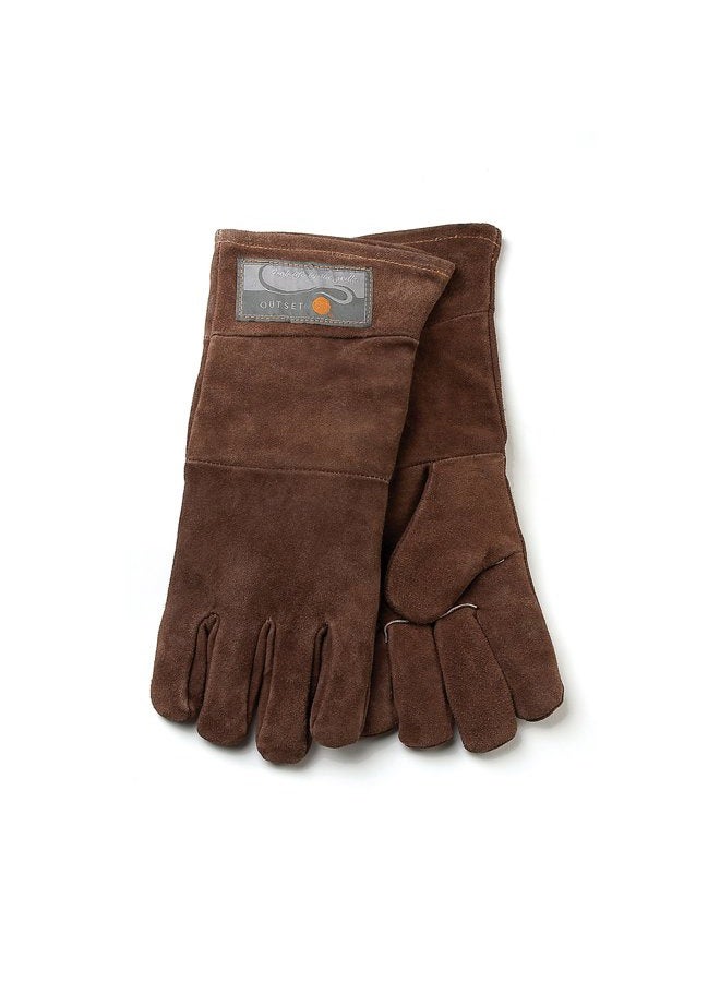Outset Leather Grill Gloves, Set of 2 Brown Leather BBQ Gloves  - Image 1