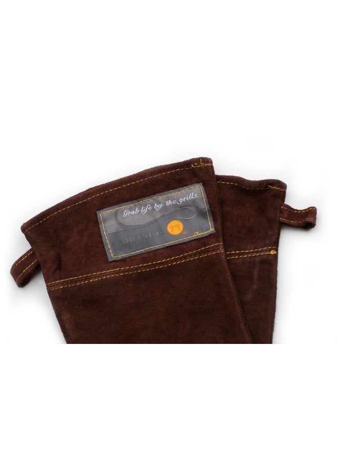 Outset Leather Grill Gloves, Set of 2 Brown Leather BBQ Gloves  - Image 4