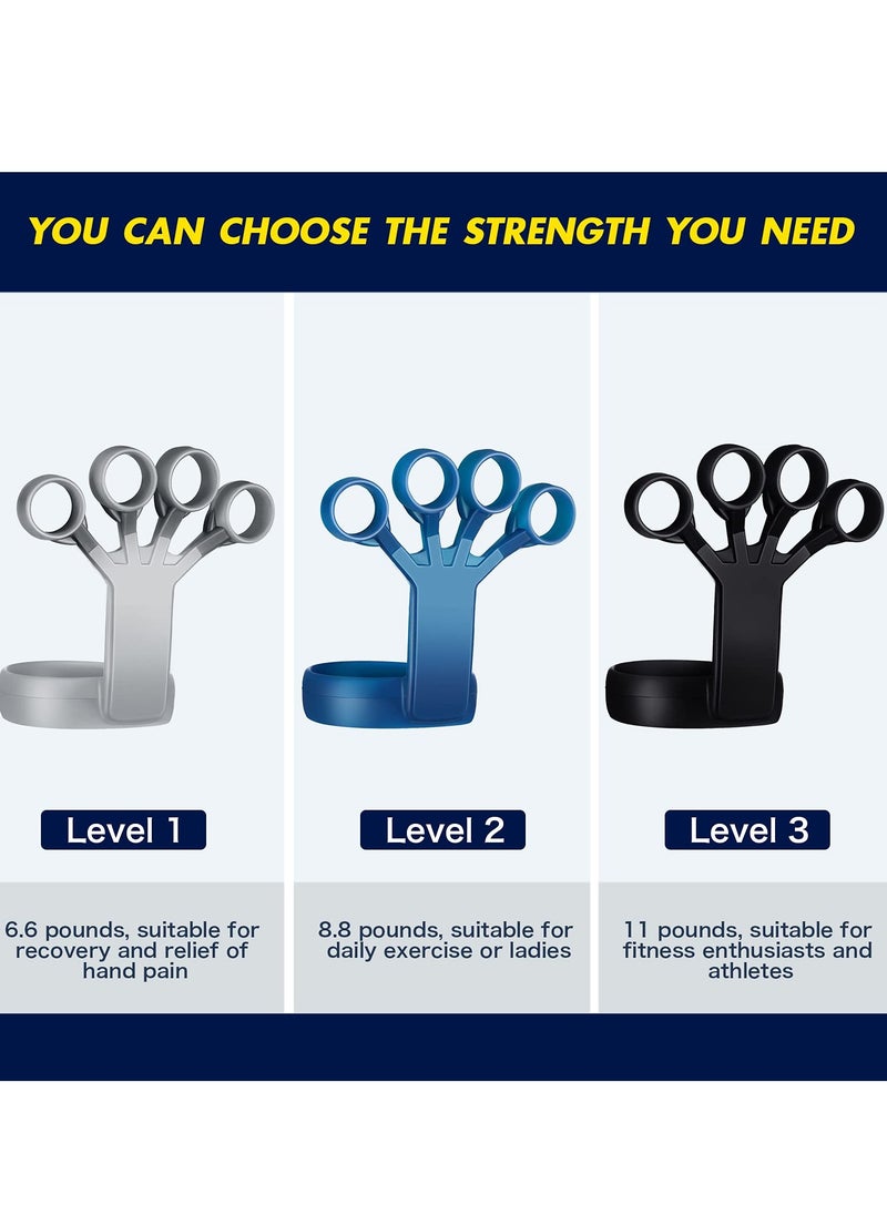 SYOSI - Strength Training Grip Strength Strengthener 6 Pieces Silicone Wrist Puller Finger Exercise Tension Ring Fitness Equipment Forearm Strength Exercise Finger Expander (Black Blue Gray) - Image 1
