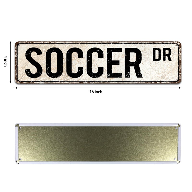 SOYAVE Tin Signs Home Decoration Soccer Sign Fan Soccer Player Soccer Gift Soccer Decor Soccer Athlete Football Street Sign Art Wall Decor Metal Sign 4"" by 16"" - Image 2
