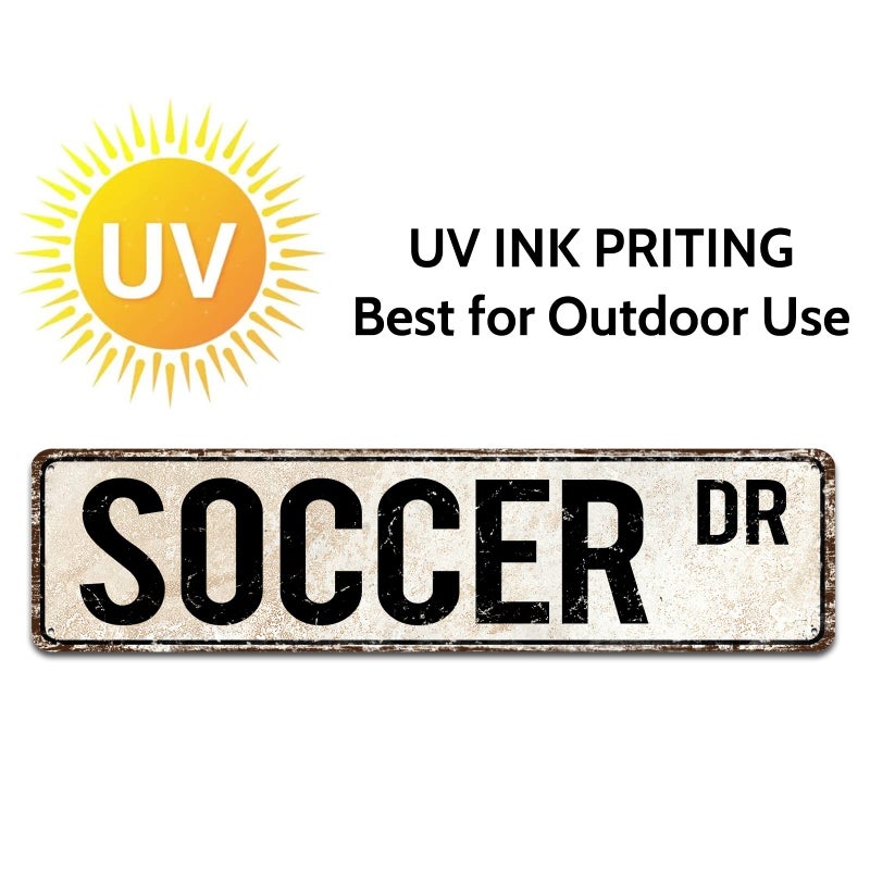 SOYAVE Tin Signs Home Decoration Soccer Sign Fan Soccer Player Soccer Gift Soccer Decor Soccer Athlete Football Street Sign Art Wall Decor Metal Sign 4"" by 16"" - Image 4