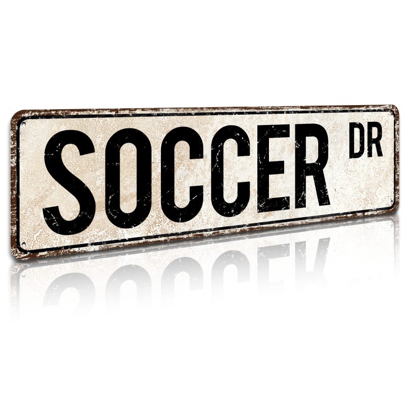 SOYAVE Tin Signs Home Decoration Soccer Sign Fan Soccer Player Soccer Gift Soccer Decor Soccer Athlete Football Street Sign Art Wall Decor Metal Sign 4"" by 16"" - Image 1