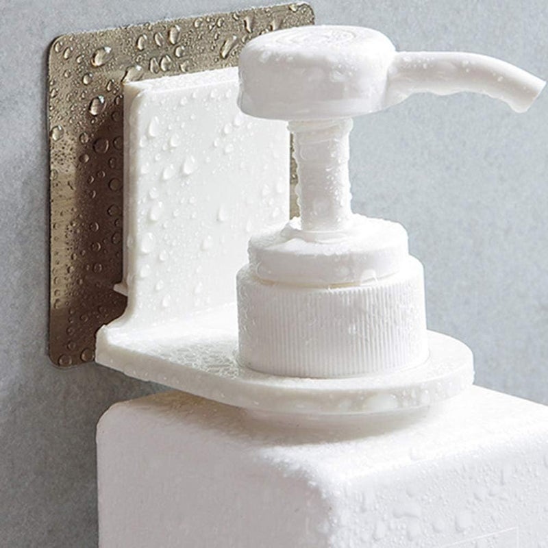 comfrt 4pcs Shower Gel Bottle Holder Rack Hook Bracket Shampoo Bottle Wall Hook Adhesive Pump Dispenser for Shower Kitchen Bathroom - Image 2