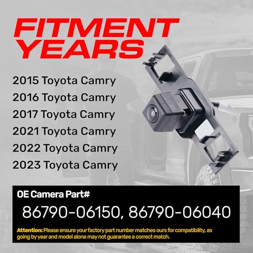 Master Tailgaters Replacement for Toyota Camry (2015-2017, 2021-2023) Backup Camera OE Part # 86790-06040, 86790-06150 - Image 2
