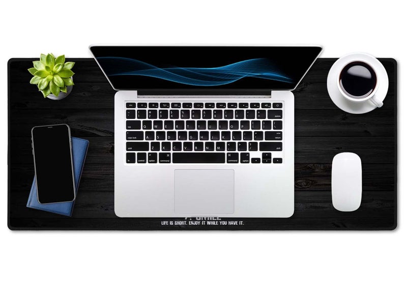 SSOIU Black Topographic Extended Gaming Mouse Pad XXL ArtSo Large Keyboard Mat Long Mousepad Desk Decor Writing Pad Non Slip Rubber Base Stitched Edges for Work, Game, Office, Home, 35.5" x 15.7" - Image 4