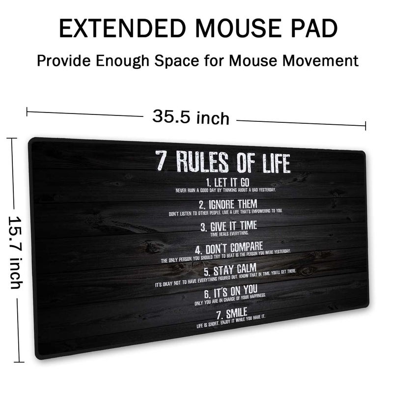 SSOIU Black Topographic Extended Gaming Mouse Pad XXL ArtSo Large Keyboard Mat Long Mousepad Desk Decor Writing Pad Non Slip Rubber Base Stitched Edges for Work, Game, Office, Home, 35.5" x 15.7" - Image 2