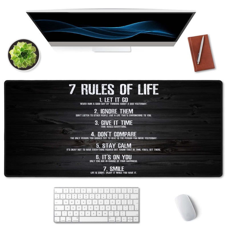 SSOIU Black Topographic Extended Gaming Mouse Pad XXL ArtSo Large Keyboard Mat Long Mousepad Desk Decor Writing Pad Non Slip Rubber Base Stitched Edges for Work, Game, Office, Home, 35.5" x 15.7" - Image 3