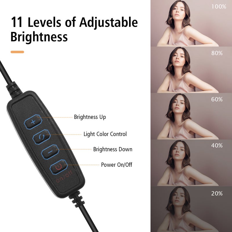 LED Video Light Kit: 160pcs LED Bead Bi-Color 3200K-5600K Dimmable Light With Extendable 137.5cm Tripod & 8 Color Filters - Portable USB Powered Panel For Video Conference Live Streaming Product Photo - Image 5