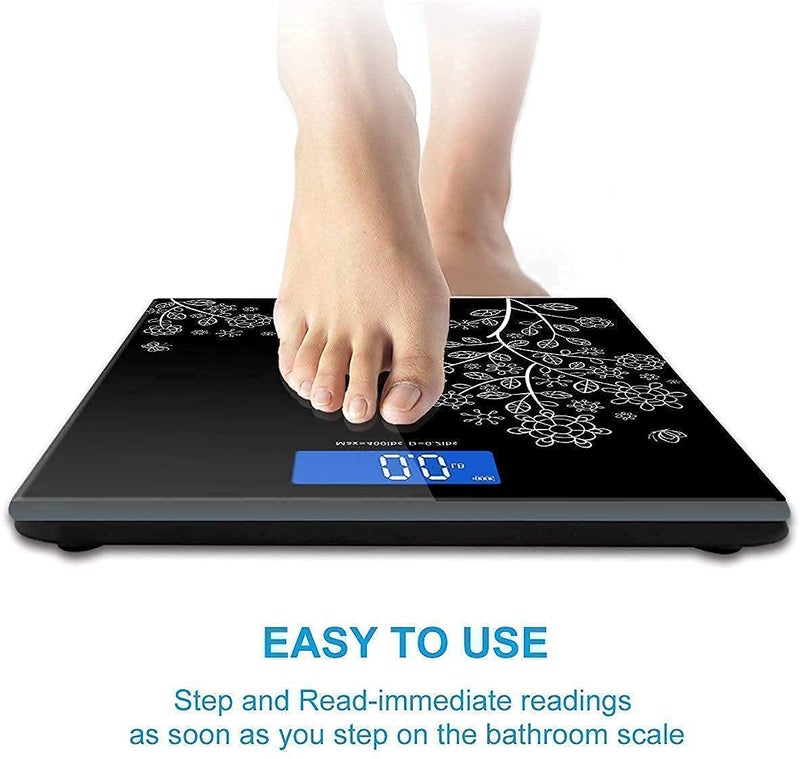 FOMQUAZLI Digital Weight Machine for Body Weight with LCD Display, 180Kg Capacity, Tempered Glass Bathroom Weighing Scale, Electronic Personal Health Scale with Room Temperature & Anti-Skid Design - Image 2