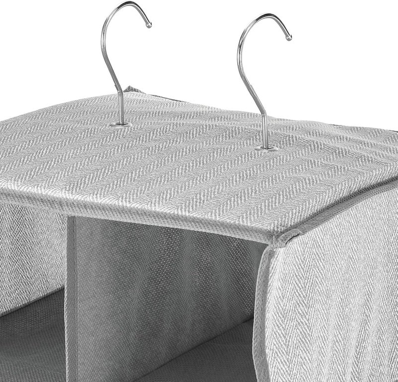 m-design Soft Fabric Closet Organizer - Holds Shoes, Handbags, Clutches, Accessories - Large, 20 Shelf Over Rod Hanging Storage Unit - Gray - Image 3