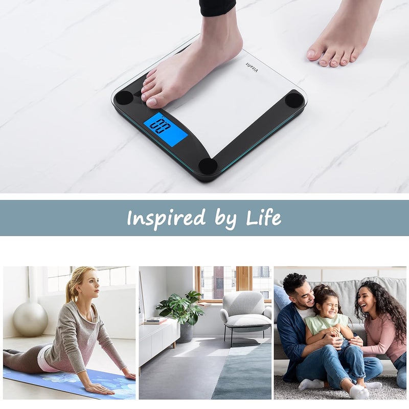 Vitafit Digital Body Weight Bathroom Scale, Focusing on High Precision Technology for Weighing Over 20 Years, Extra Large Blue Backlit LCD and Step-On, Batteries Included, 400lb/180kg, Superb Black - Image 5
