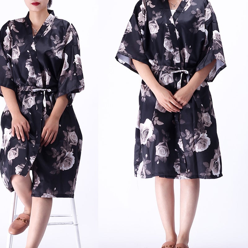 Hairdressing Guest Robe Barbershop Clothes Hair Salon Hair Cutting Dyeing Kimono Hair Color Cape Salon Supplies (Black) - Image 2