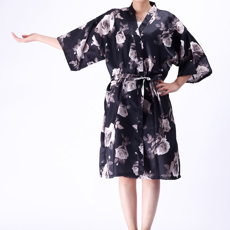 Hairdressing Guest Robe Barbershop Clothes Hair Salon Hair Cutting Dyeing Kimono Hair Color Cape Salon Supplies (Black) - Image 3