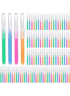 Patelai 100 Pieces Braces Brush for Cleaner Interdental Brush Toothpick Dental Tooth Flossing Head Oral Dental Hygiene Flosser Cleaning Tool (Bright Colors,Multiple Sizes)  - Image 1