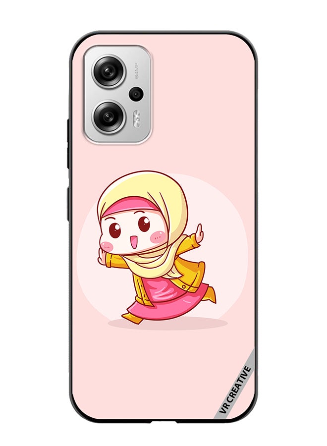 VR CREATIVE Protective Case Cover For Xiaomi Redmi Note 11T Pro Cute Lady In Hijab Design Multicolour