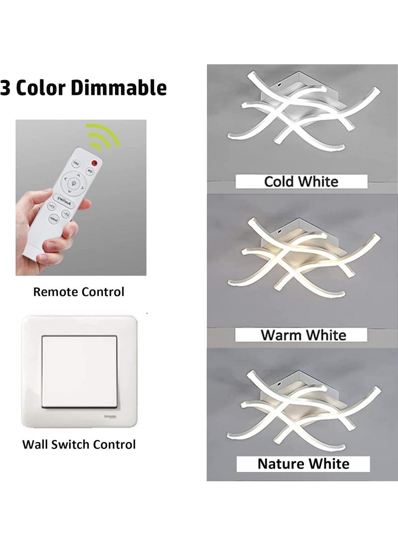 Comely - LED Ceiling Light 4 Built-in LED Boards Dimmable Modern Metal Ceiling Light with Remote Control for Living Room Bedroom - Image 1