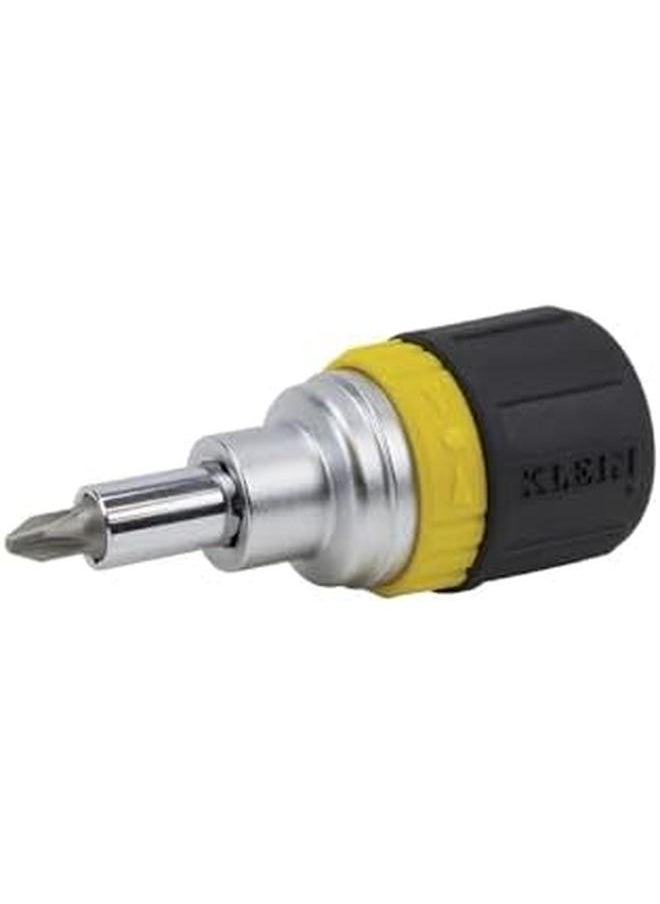 Klein Tools - 32593 Multi Bit Ratcheting Screwdriver 6 Inch 1 Stubby Tool With Phillips And Slotted Bits And 2 Nut Driver Sizes - Image 1