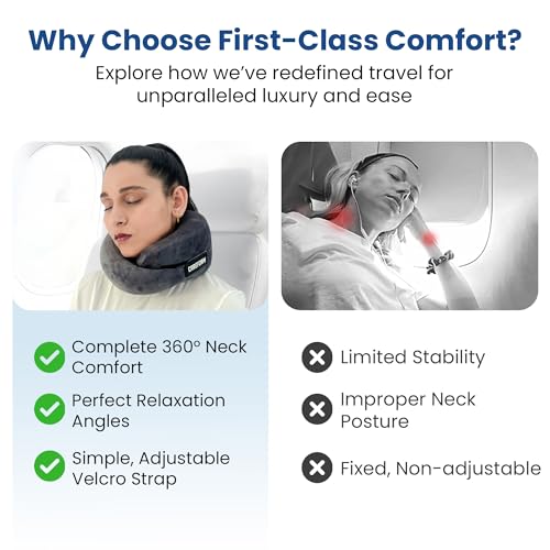 CareFoam Travel Neck Pillow | Premium Memory Foam Neck Pillow for Flight Travel, Car Sleeping | Adjustable Head Rest, Neck Rest Travelling Pillow for Sleeping Head Support - Image 4