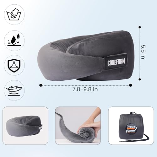 CareFoam Travel Neck Pillow | Premium Memory Foam Neck Pillow for Flight Travel, Car Sleeping | Adjustable Head Rest, Neck Rest Travelling Pillow for Sleeping Head Support - Image 5