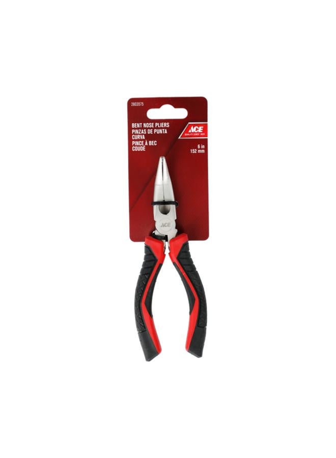 ACE Chrome Vanadium Steel Cushioned TPR Grip Bent Nose Plier Black and Red 6inch XM18010352 - Image 1