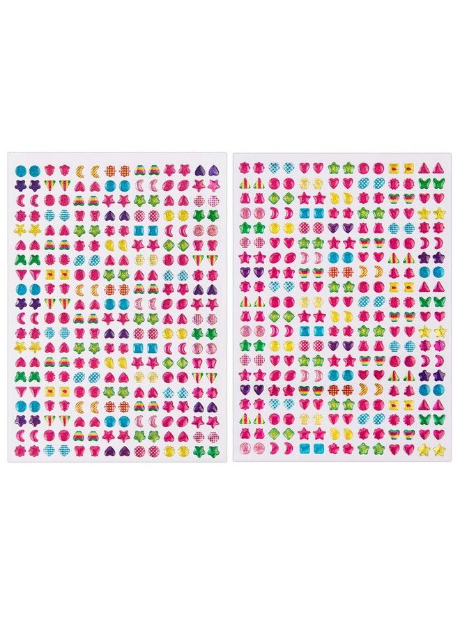 SAVITA 2000+ Stick On Earrings 3D Gem Stickers Glitter Sparkle Crystal Stickers Sticker Earrings For Girls Kids Children Multiple Colors & Shapes (4 Sheet)  - Image 2