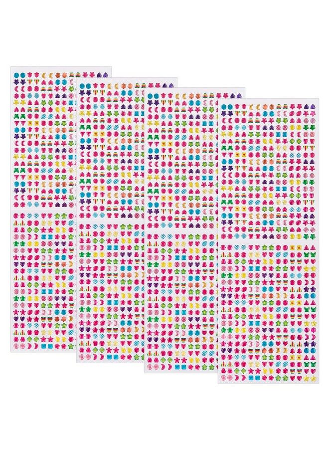 SAVITA 2000+ Stick On Earrings 3D Gem Stickers Glitter Sparkle Crystal Stickers Sticker Earrings For Girls Kids Children Multiple Colors & Shapes (4 Sheet)  - Image 4