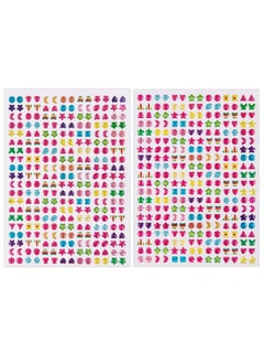SAVITA 2000+ Stick On Earrings 3D Gem Stickers Glitter Sparkle Crystal Stickers Sticker Earrings For Girls Kids Children Multiple Colors & Shapes (4 Sheet)  - Image 1
