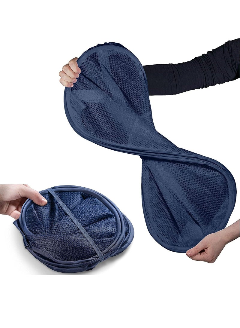 HOMESTAR 2-Pack Home Laundry Basket, Foldable Storage Mesh Popup Collapsible Clothes Washing Hamper with Carry Handle, Blue - Image 4