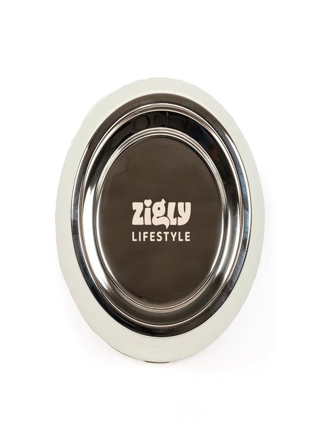 Zigly Lifestyle Pet Food Bowl | Dog Bowl for Medium Dogs & Cats | BPA-Free Melamine Bowl for Dogs with Removable Stainless Steel | Anti-Skid Dog Food Bowl - 800ml, White - Image 5