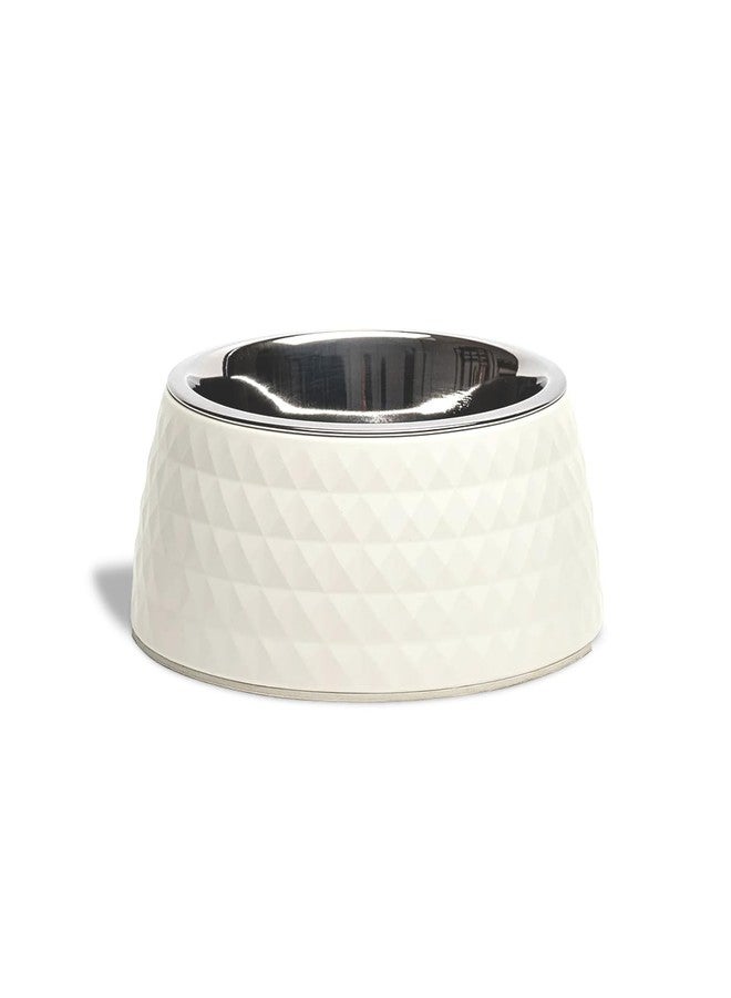 Zigly Lifestyle Pet Food Bowl | Dog Bowl for Medium Dogs & Cats | BPA-Free Melamine Bowl for Dogs with Removable Stainless Steel | Anti-Skid Dog Food Bowl - 800ml, White - Image 1