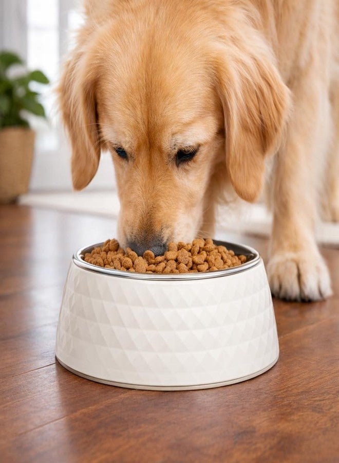 Zigly Lifestyle Pet Food Bowl | Dog Bowl for Medium Dogs & Cats | BPA-Free Melamine Bowl for Dogs with Removable Stainless Steel | Anti-Skid Dog Food Bowl - 800ml, White - Image 4