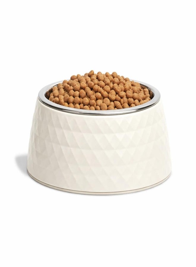 Zigly Lifestyle Pet Food Bowl | Dog Bowl for Medium Dogs & Cats | BPA-Free Melamine Bowl for Dogs with Removable Stainless Steel | Anti-Skid Dog Food Bowl - 800ml, White - Image 3