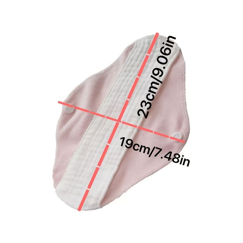 Pink And White 3 Pack Cotton Gauze Nursing Towel Reusable Sanitary Napkin With Snap Button Wings Washable Women Care Cloth - Image 3