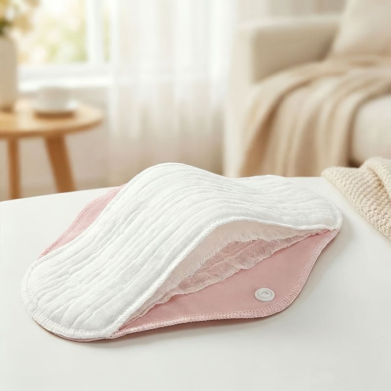 Pink And White 3 Pack Cotton Gauze Nursing Towel Reusable Sanitary Napkin With Snap Button Wings Washable Women Care Cloth - Image 5