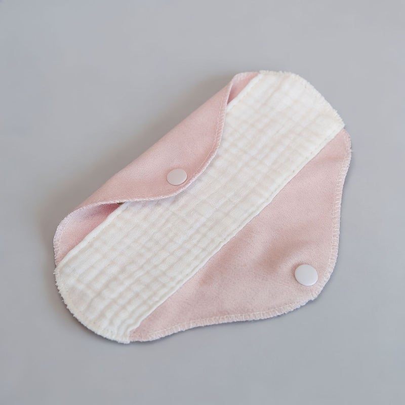 Pink And White 3 Pack Cotton Gauze Nursing Towel Reusable Sanitary Napkin With Snap Button Wings Washable Women Care Cloth - Image 4