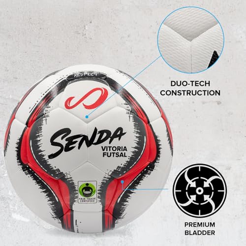 SENDA Vitoria Premium Match Futsal Ball, Fair Trade Certified, Red/Grey, Size 4 (Ages 13 & Up) - Image 2