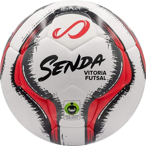 SENDA Vitoria Premium Match Futsal Ball, Fair Trade Certified, Red/Grey, Size 4 (Ages 13 & Up) - Image 1