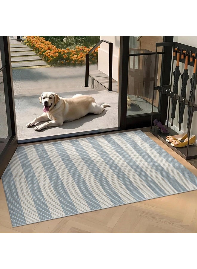 LEEVAN Outdoor Patio Rug 3X5, Washable Woven Kitchen Rug, Blue Indoor Outdoor Entryway Rug, Low-Pile Door Mat Entrance, Non Shedding Rug For/Bedroom/Deck/Backyard/Beach - Image 5