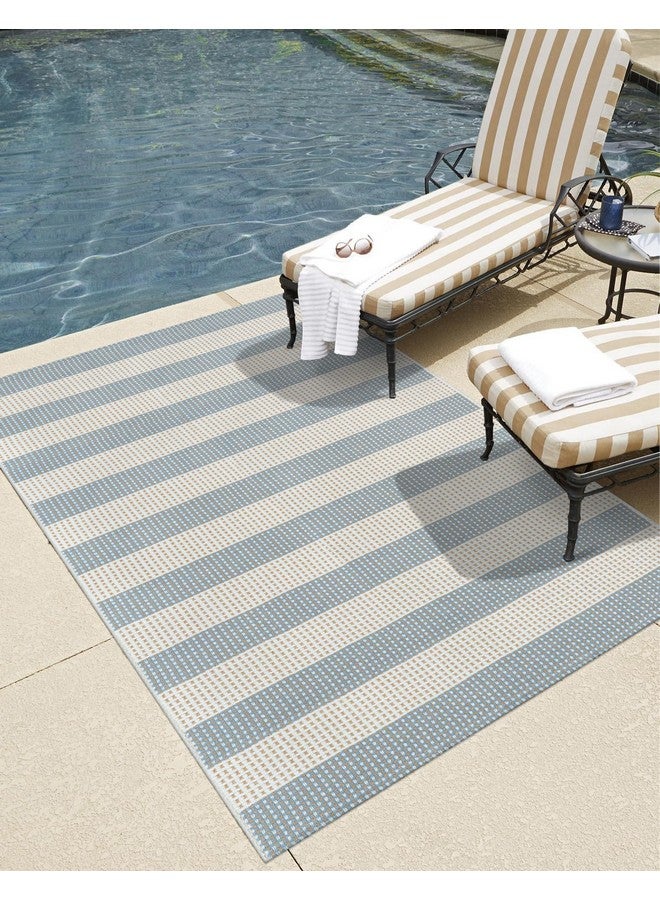 LEEVAN Outdoor Patio Rug 3X5, Washable Woven Kitchen Rug, Blue Indoor Outdoor Entryway Rug, Low-Pile Door Mat Entrance, Non Shedding Rug For/Bedroom/Deck/Backyard/Beach - Image 1