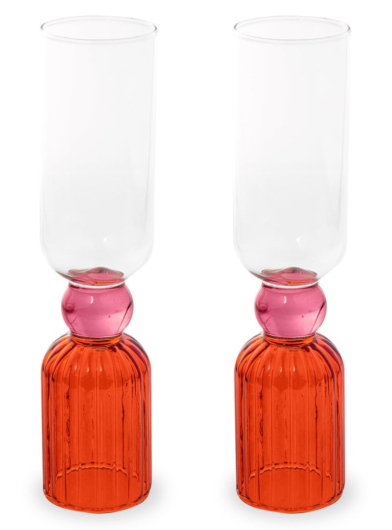 ban.do Bar Glass Set of 2, 6.6oz Cute Cocktail Glasses for Adults, Unique Cocktail Wine & Champagne Glasses, Aesthetic Glassware for Bar Cart, Tipsy Turvy - Image 1