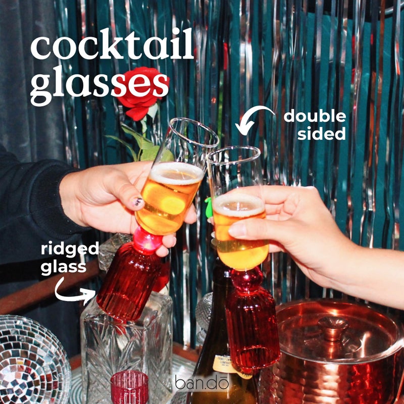 ban.do Bar Glass Set of 2, 6.6oz Cute Cocktail Glasses for Adults, Unique Cocktail Wine & Champagne Glasses, Aesthetic Glassware for Bar Cart, Tipsy Turvy - Image 3