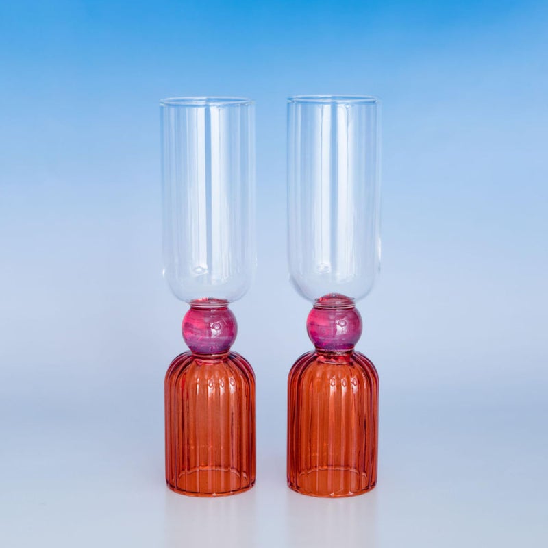 ban.do Bar Glass Set of 2, 6.6oz Cute Cocktail Glasses for Adults, Unique Cocktail Wine & Champagne Glasses, Aesthetic Glassware for Bar Cart, Tipsy Turvy - Image 2