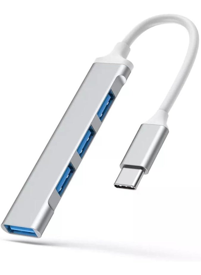 USB-C Hub 4-Port, 5Gbps High-Speed Data Transfer, Aluminum Body, Plug & Play (No Driver Required), Compatible with Laptops, Smartphones, Flash Drives, Mice, Keyboards, and Other USB-C Devices - Image 1