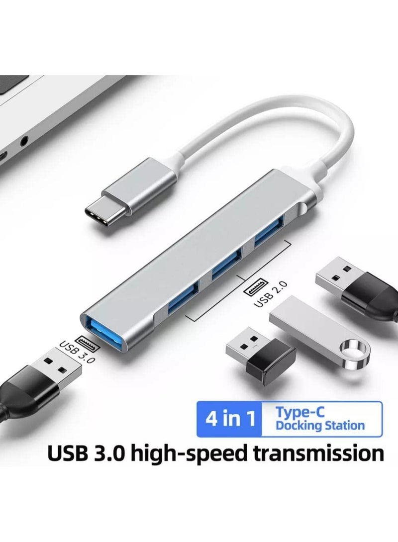 USB-C Hub 4-Port, 5Gbps High-Speed Data Transfer, Aluminum Body, Plug & Play (No Driver Required), Compatible with Laptops, Smartphones, Flash Drives, Mice, Keyboards, and Other USB-C Devices - Image 2