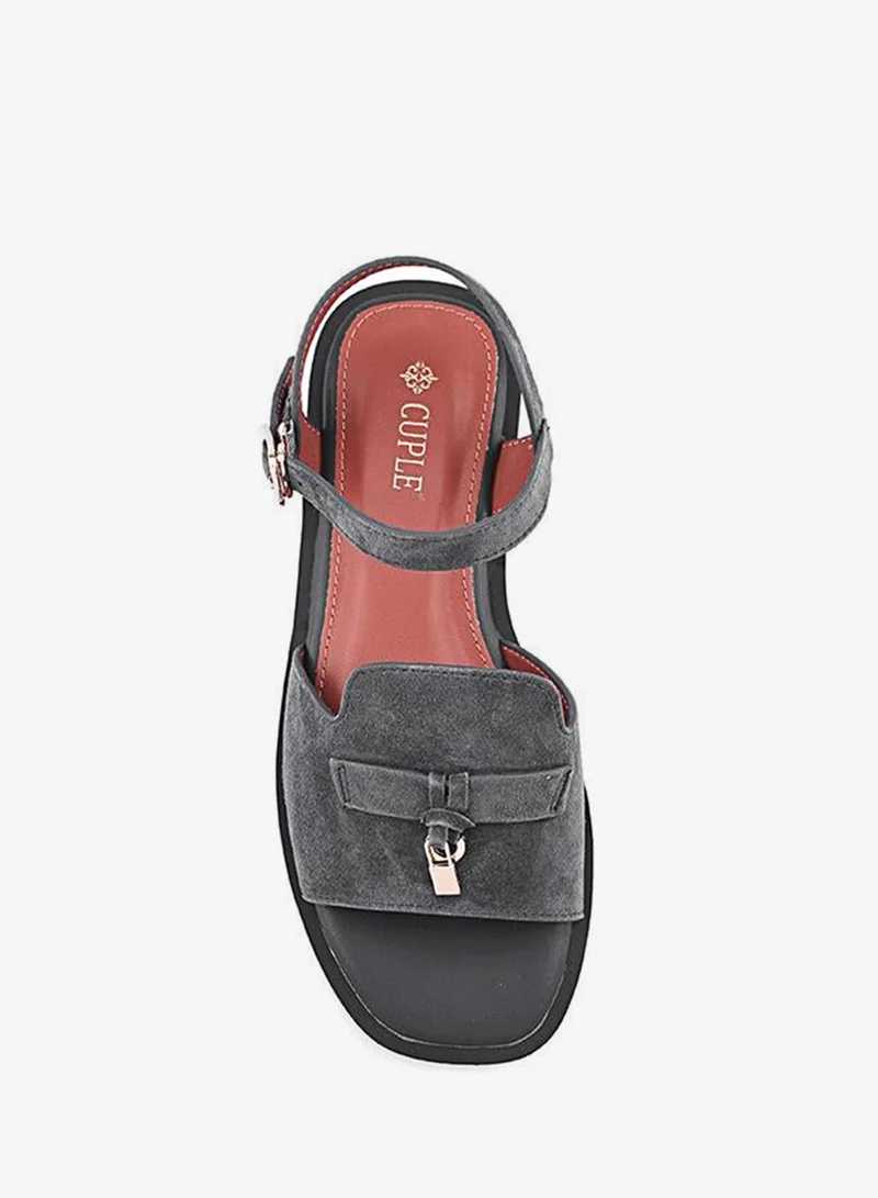 Cuple Dark Grey Girls Flat Ankle Strap Sandals for Women | Best Price UAE