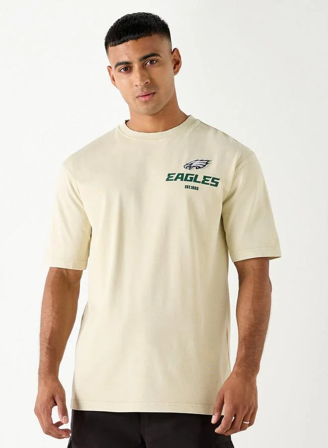 Printed Crew Neck T-shirt with Short Sleeves