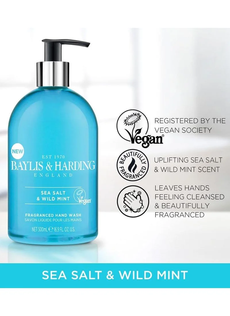 بايليس & هاردينج غسول اليدين بايلس آند هاردينغ بملح البحر والنعناع البري، ٥٠٠ مل | صابون سائل مرطب ومنعش لليدين، نباتي، تركيبة لطيفة وخالية من البارابين للاستخدام اليومي