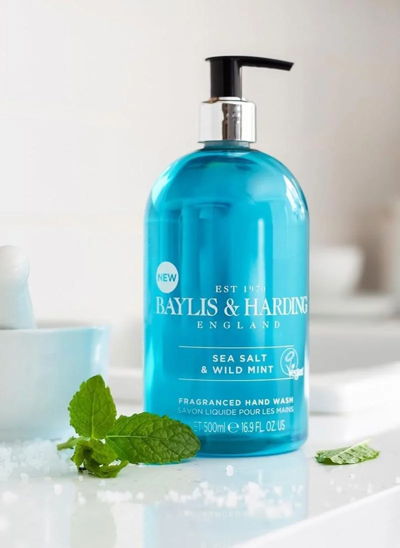 Baylis & Harding  Sea Salt and Wild Mint Hand Wash, 500ml | Vegan Friendly, Moisturizing, Refreshing Liquid Soap for Hands | Gentle, Paraben-Free Formula for Daily Use  | Best Price UAE