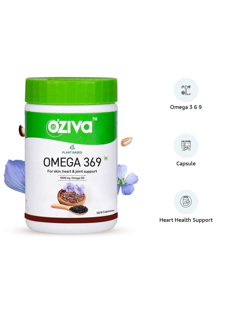 أوزيفا مكمل نباتي أوميغا 3 6 9 متعدد الفيتامينات للرجال والنساء (1000 ملغ من زيت أوميغا النباتي المركز مع بذور الكتان وزيت الحبة السوداء) والأحماض الدهنية (أوميغا 3 6 9، 60 كبسولة) - Image 2