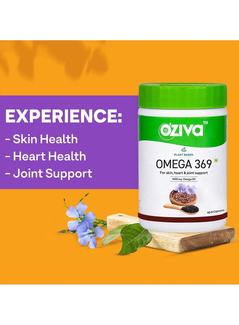 أوزيفا مكمل نباتي أوميغا 3 6 9 متعدد الفيتامينات للرجال والنساء (1000 ملغ من زيت أوميغا النباتي المركز مع بذور الكتان وزيت الحبة السوداء) والأحماض الدهنية (أوميغا 3 6 9، 60 كبسولة) - Image 3